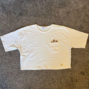 Cotton On White Relaxed Cropped Boxy Embroidered Tee